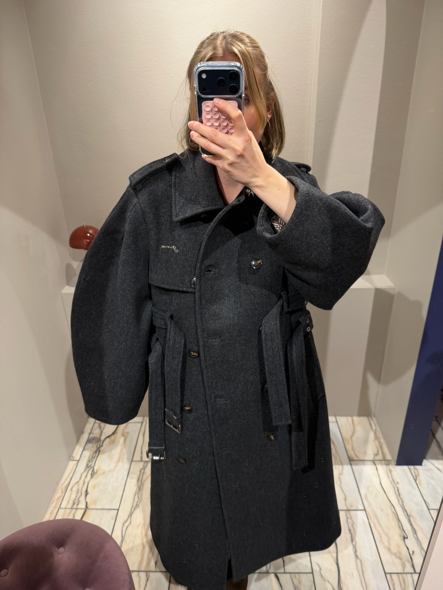 GANNI Peacoat Wool Trench