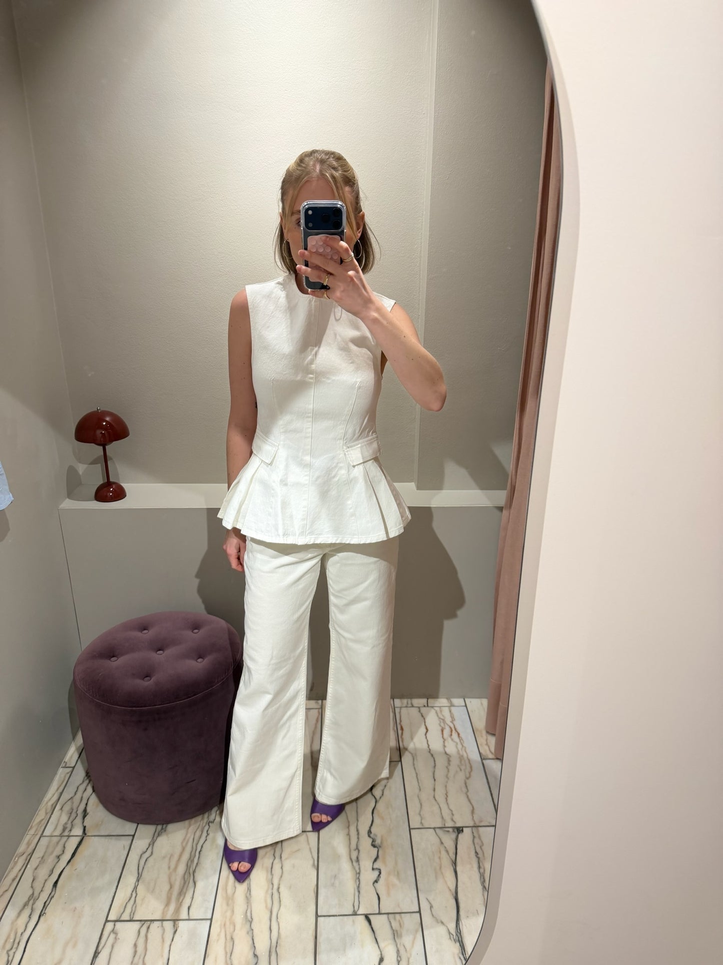 Rotate Peplum Denim Top