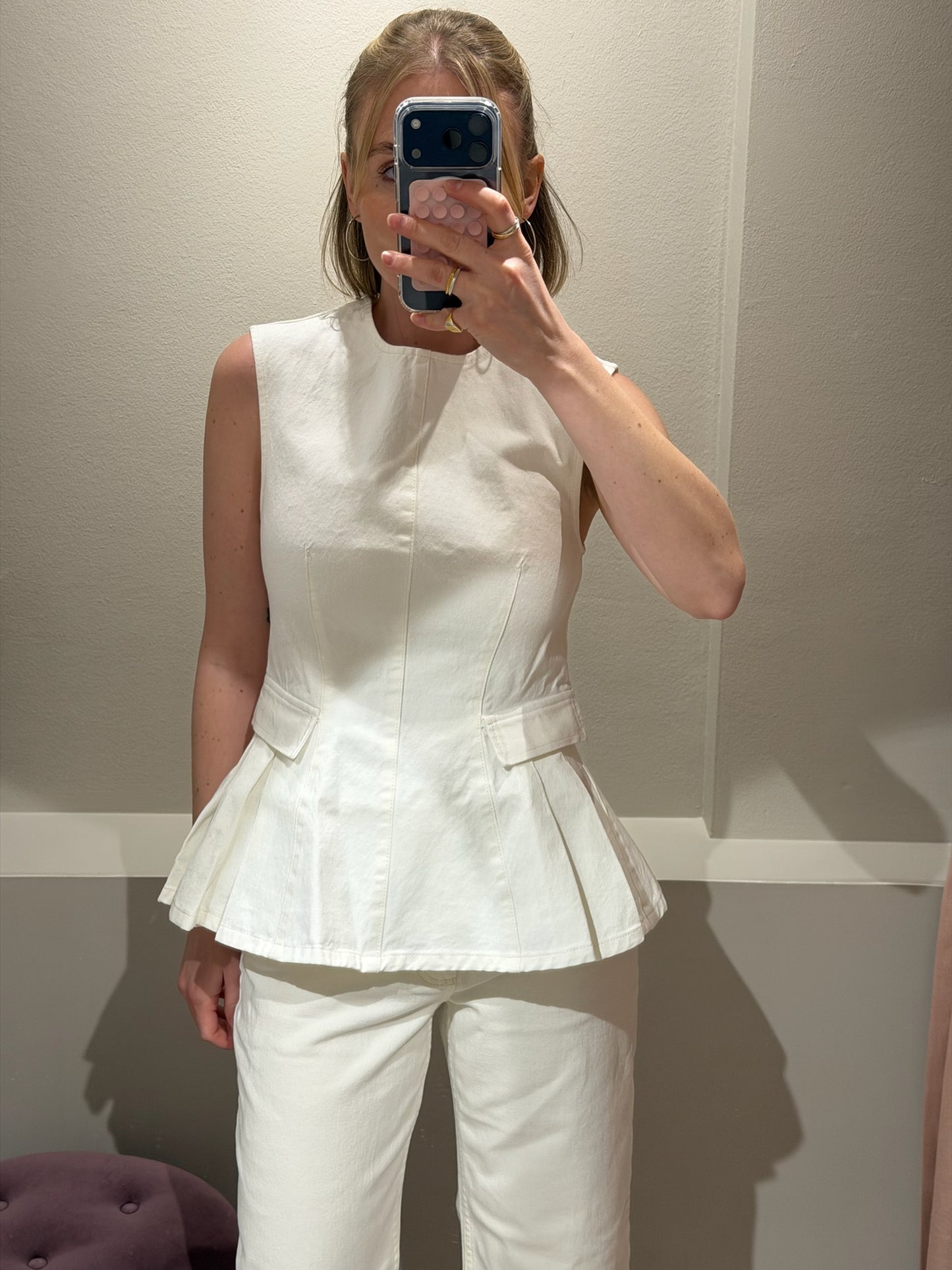 Rotate Peplum Denim Top