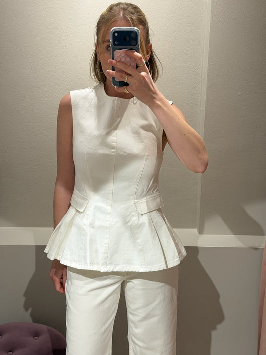 Rotate Peplum Denim Top