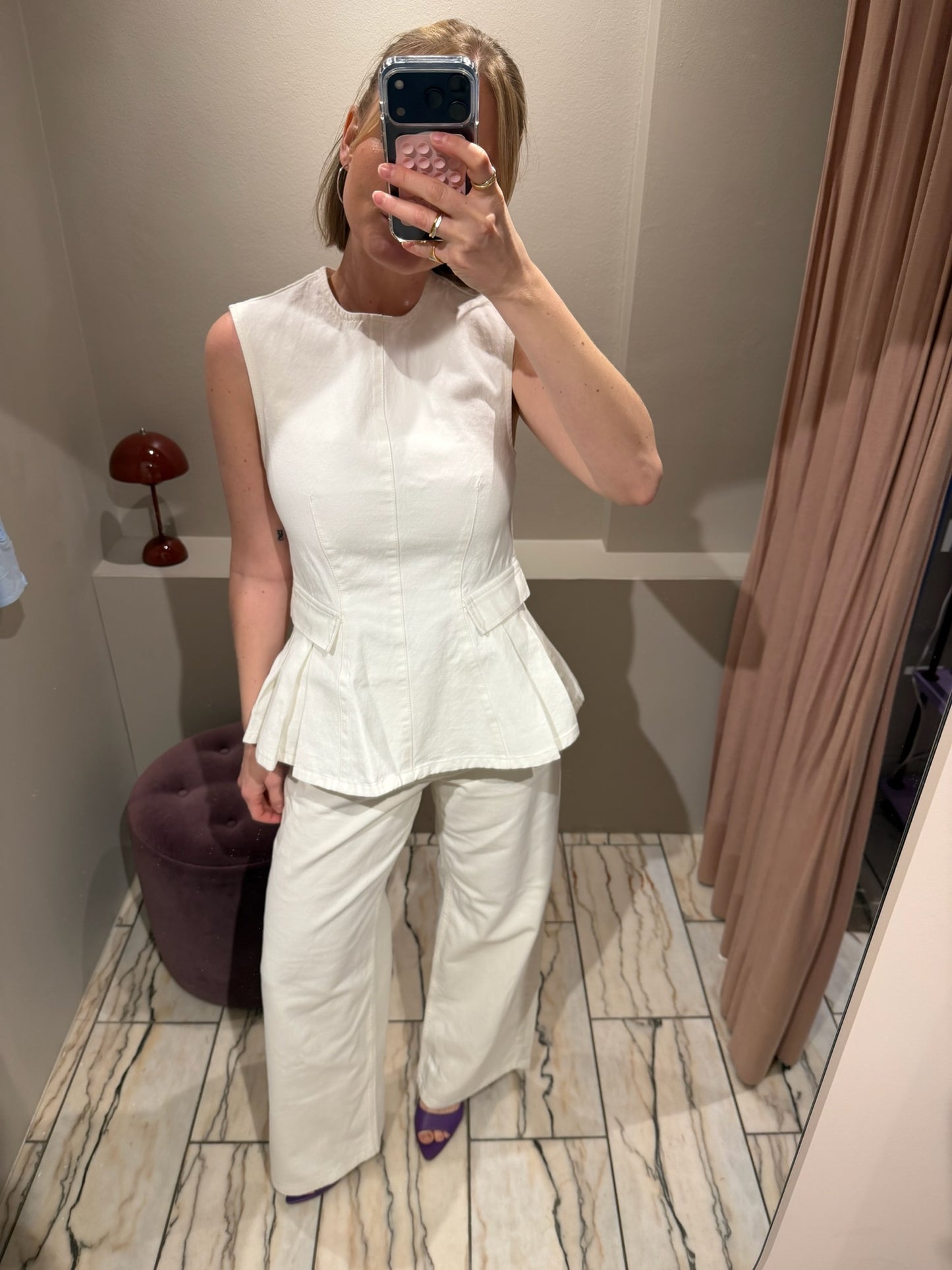 Rotate Peplum Denim Top