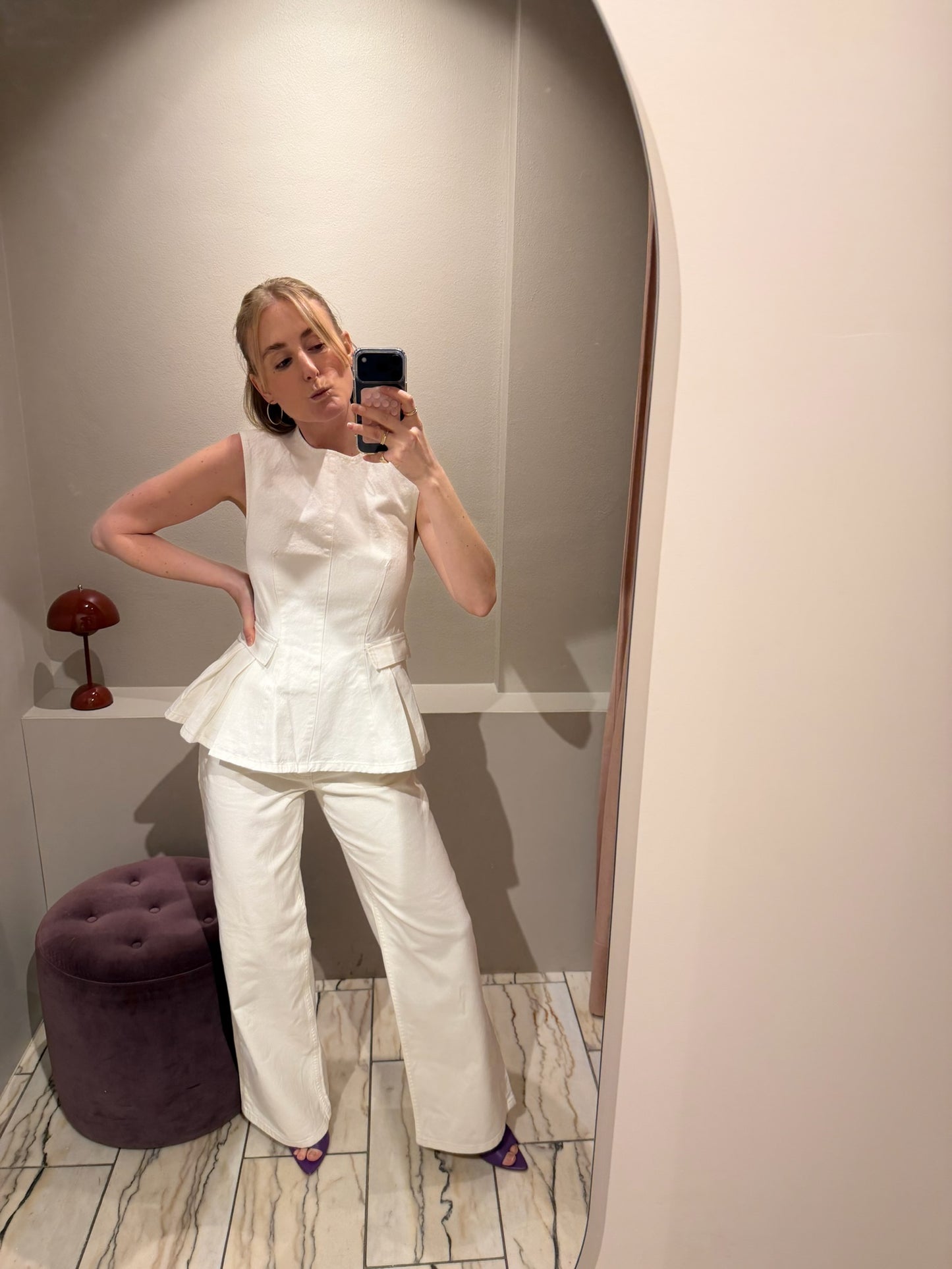 Rotate Peplum Denim Top