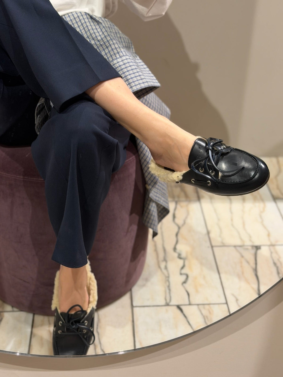 Boat Loafer Mule Fur Night