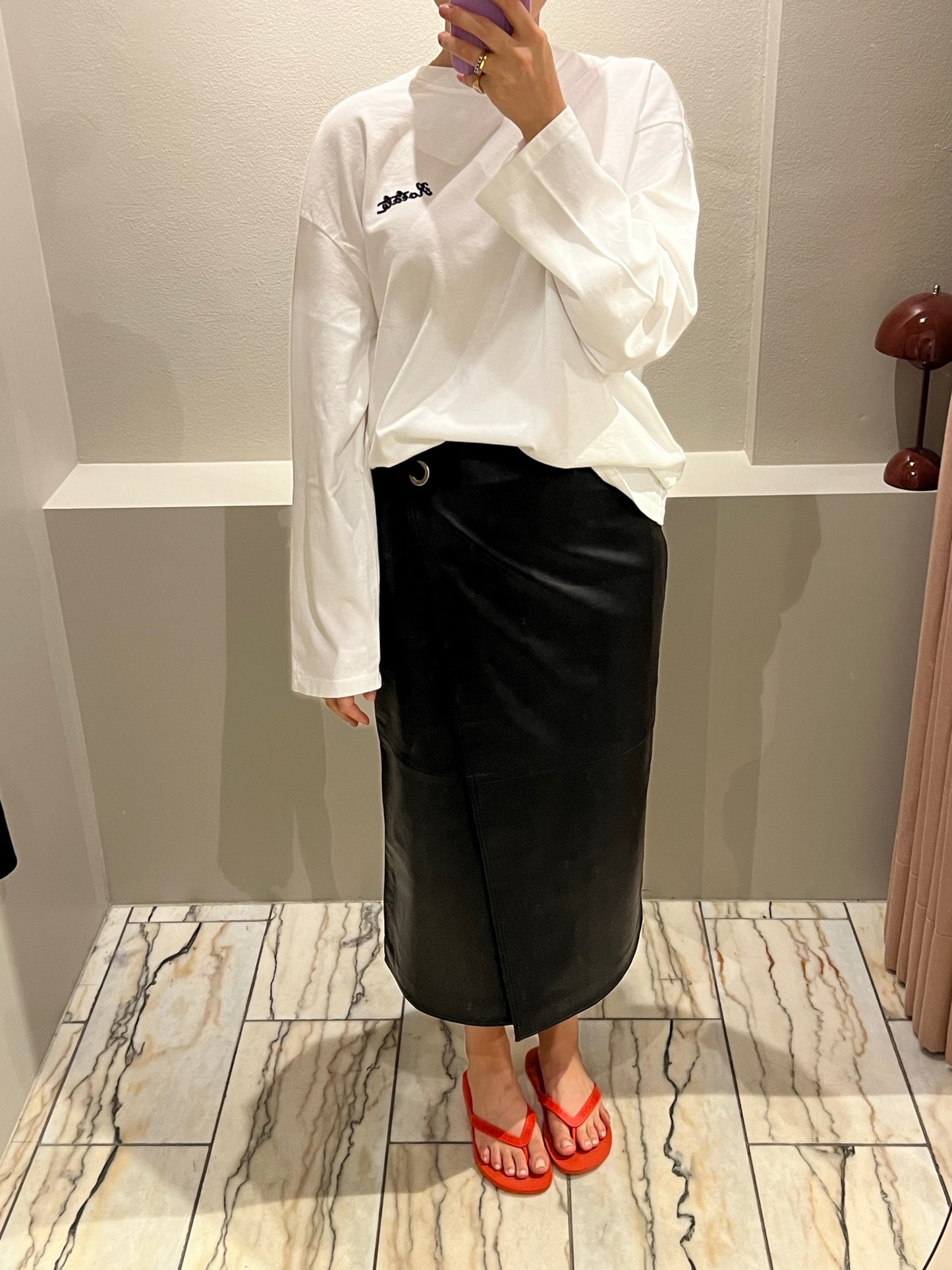 Oval Square Reflection Leather Skirt