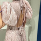 Rotate Sequins Fringes Puffy Dress
