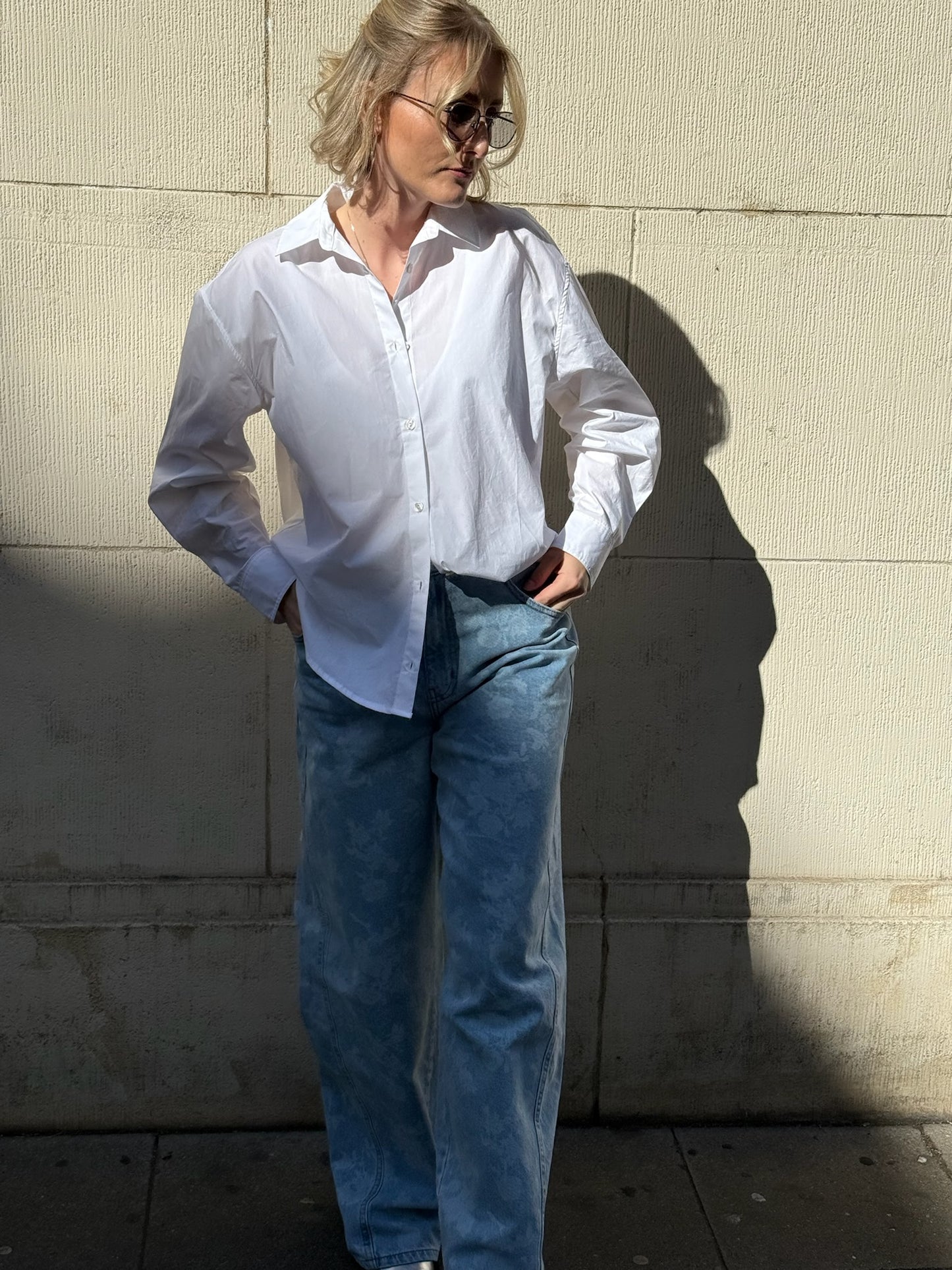 Grey Marl Ava Blouse Weiß