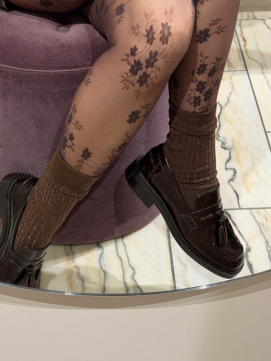 Cherry Short Socks Braun