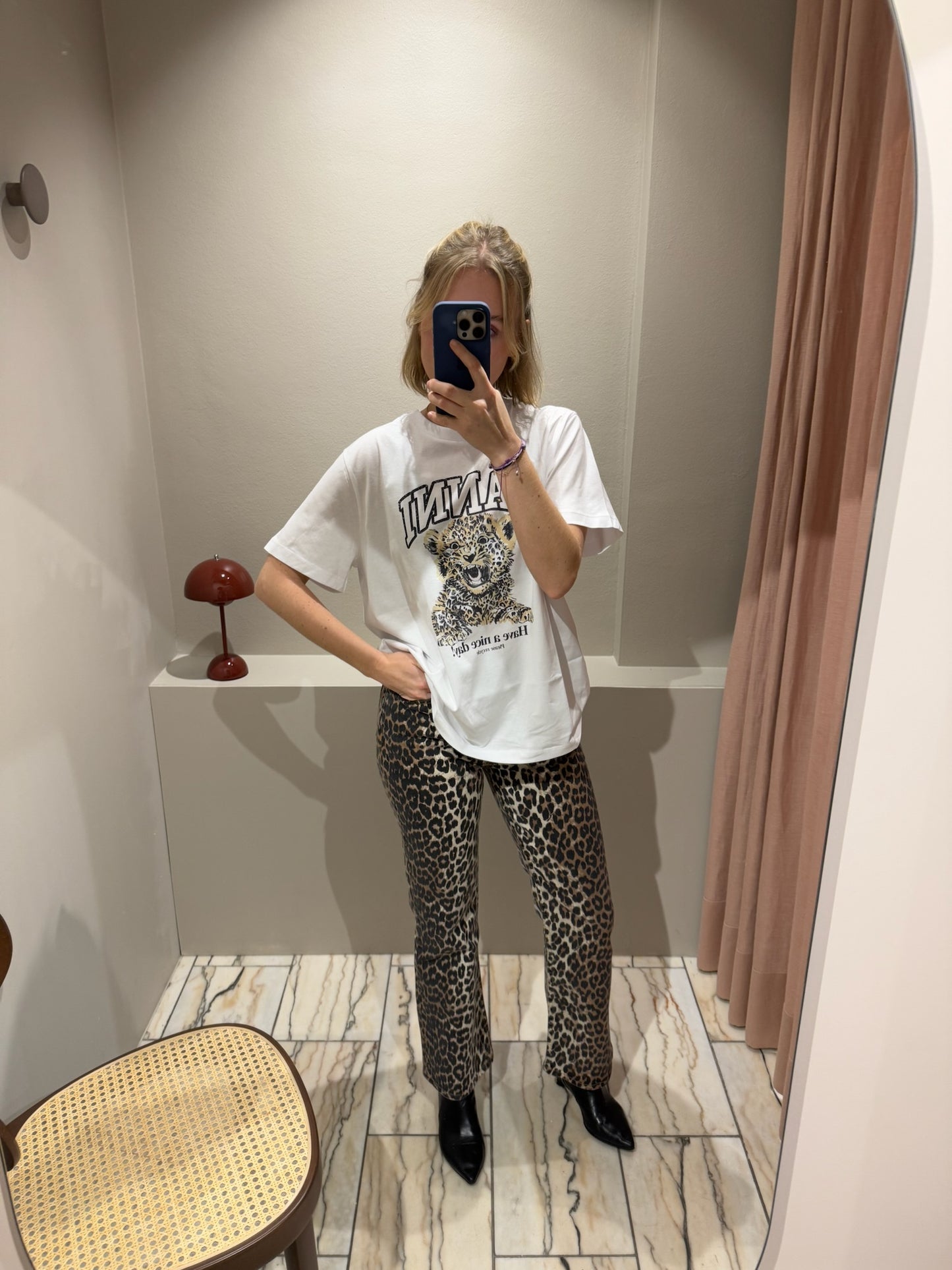 GANNI Basic Jersey Leopard Relaxed T-shirt