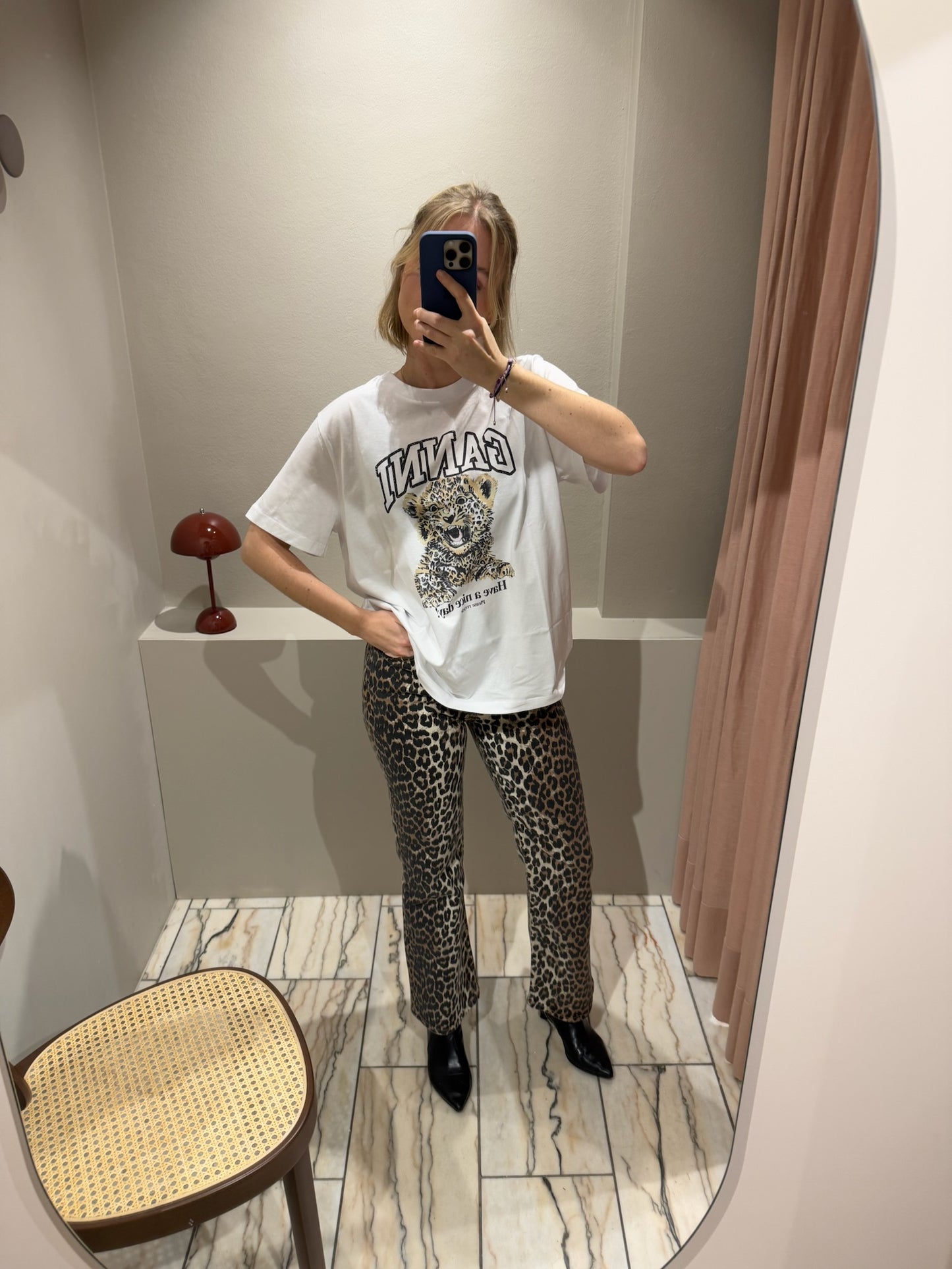 GANNI Basic Jersey Leopard Relaxed T-shirt