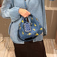 Hobo Bag Mini Denim Flowers Debossed