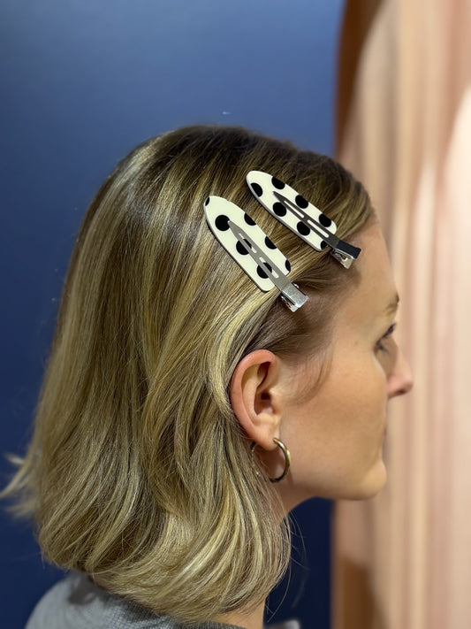 Sui Ava No Crease Sprinkle clips Black Polka Dot