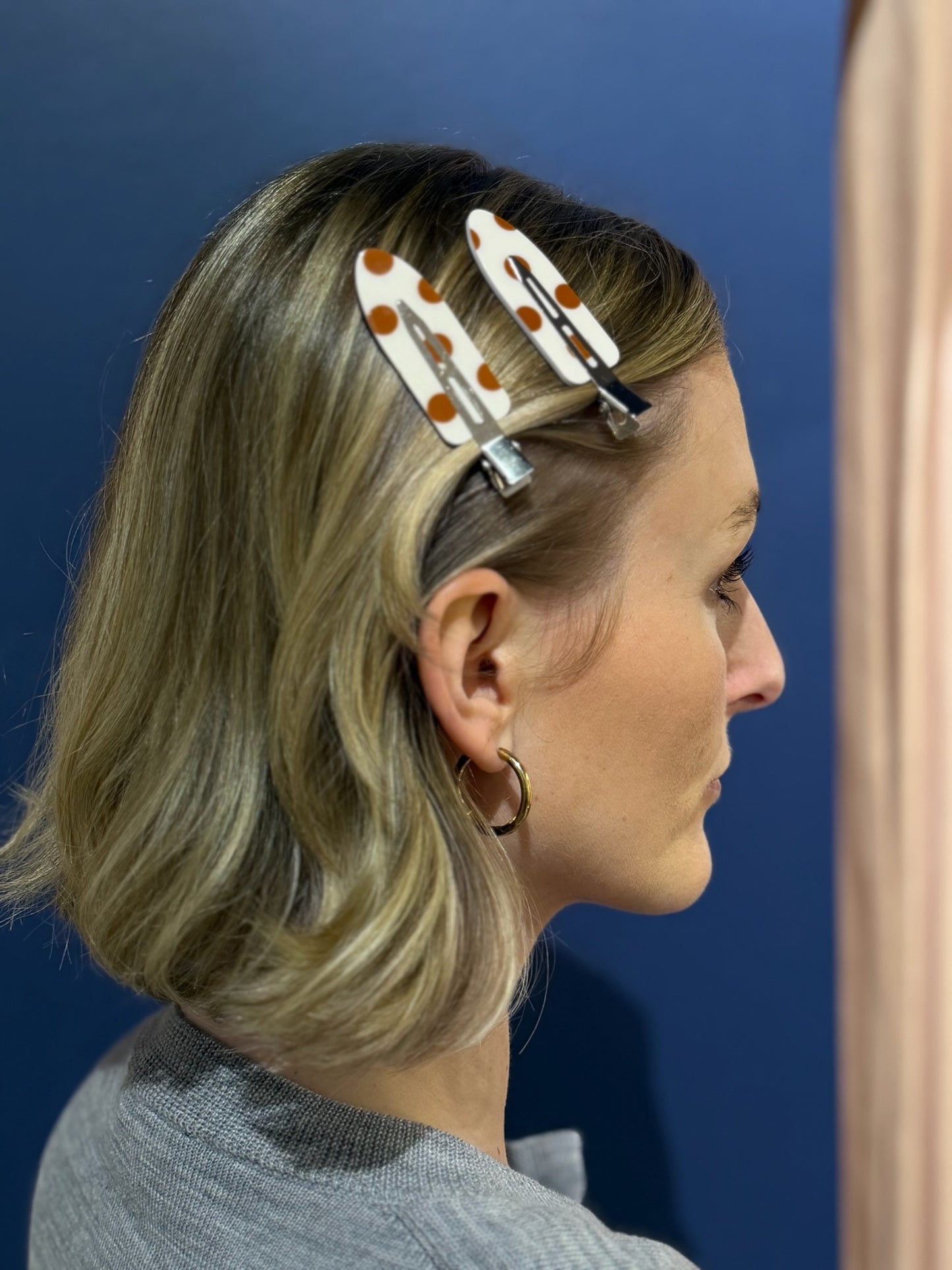 Sui Ava No Crease Hair Clip Brown Polka Dot