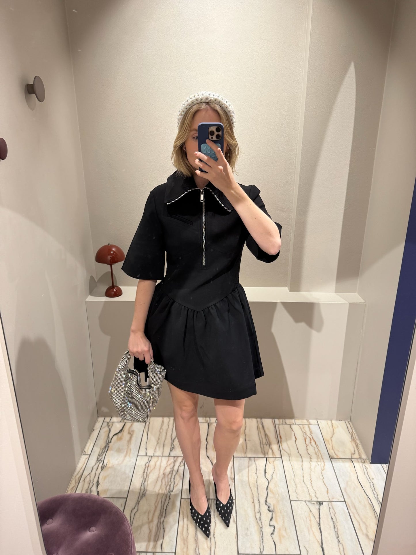 GANNI Bonded Crepe Mini Dress