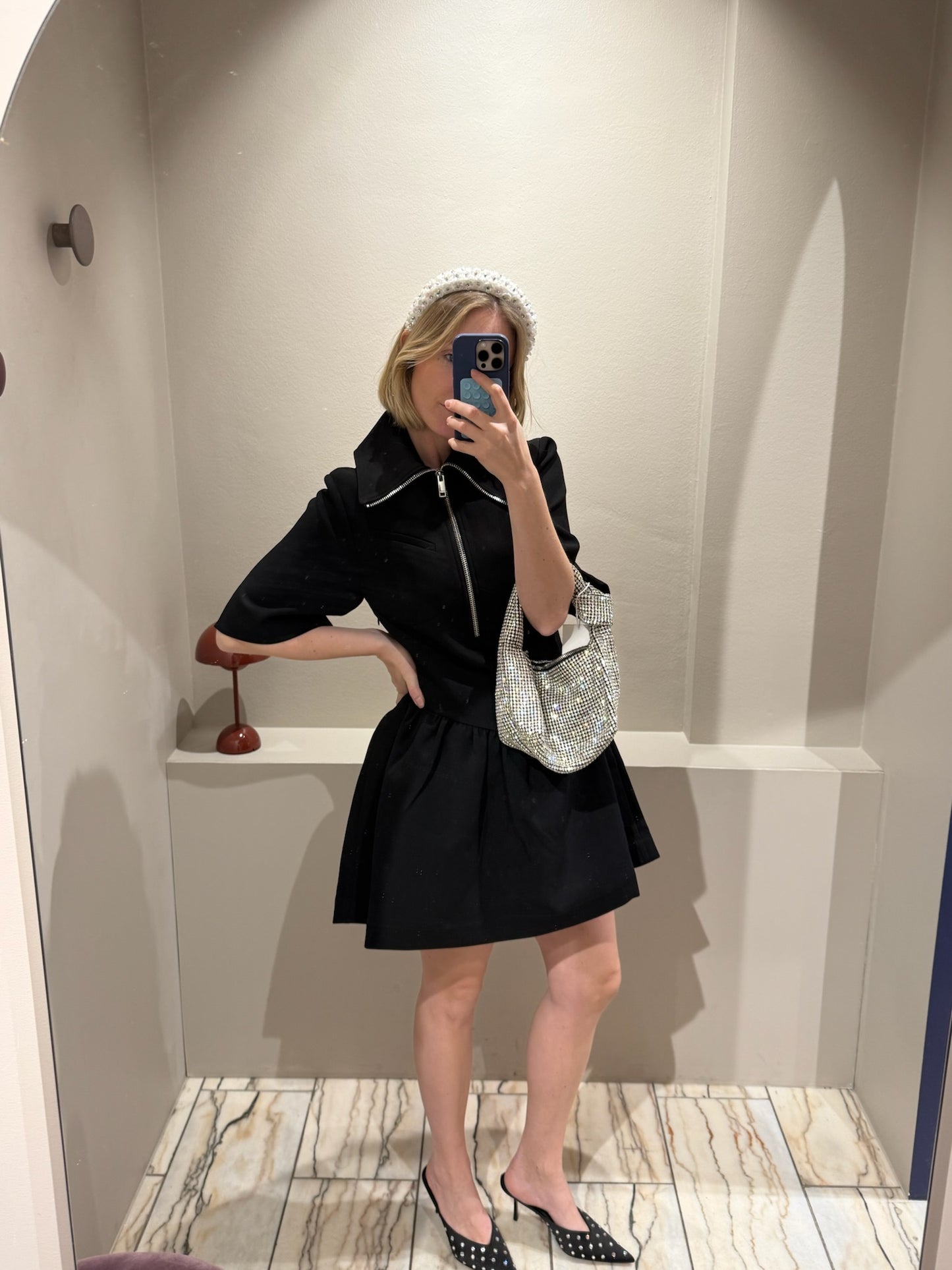 GANNI Bonded Crepe Mini Dress