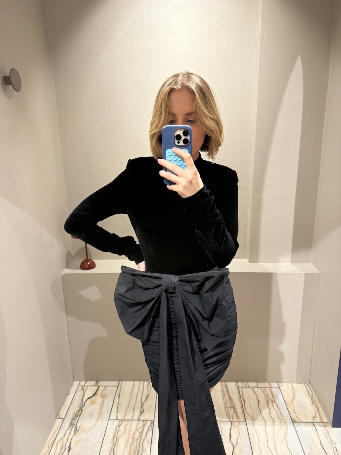 Rotate Velvet Bow Mini Dress