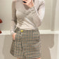 GANNI Check Wool Mix Skirt