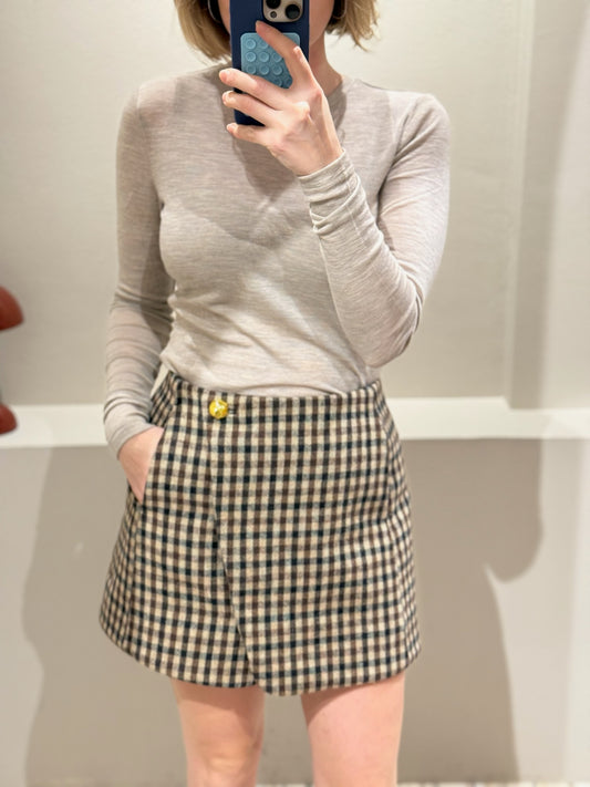 GANNI Check Wool Mix Skirt