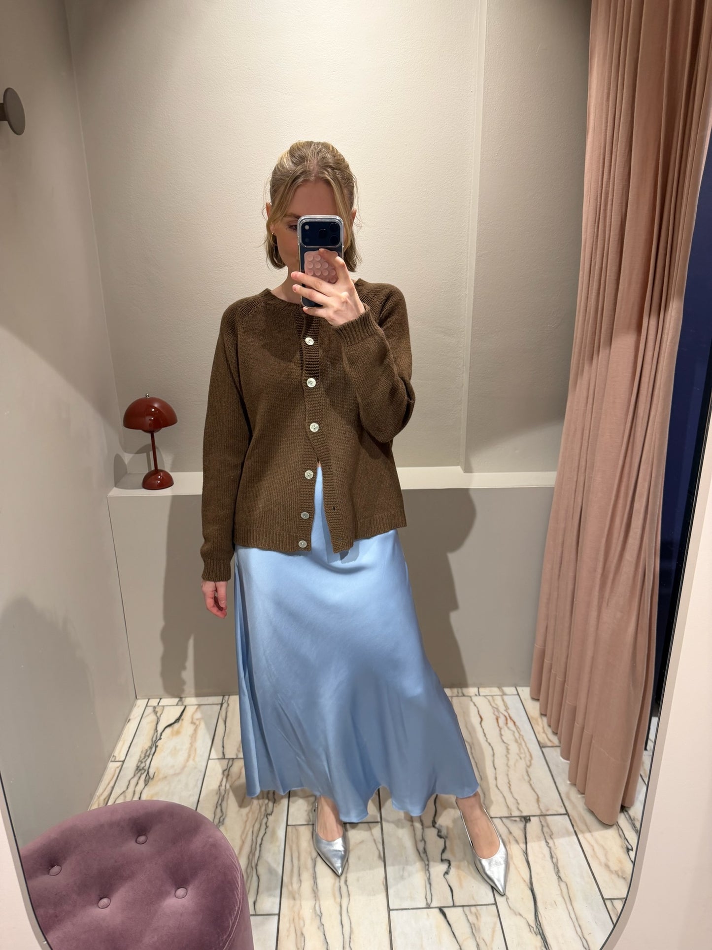 G-Satin Skirt Skyblue