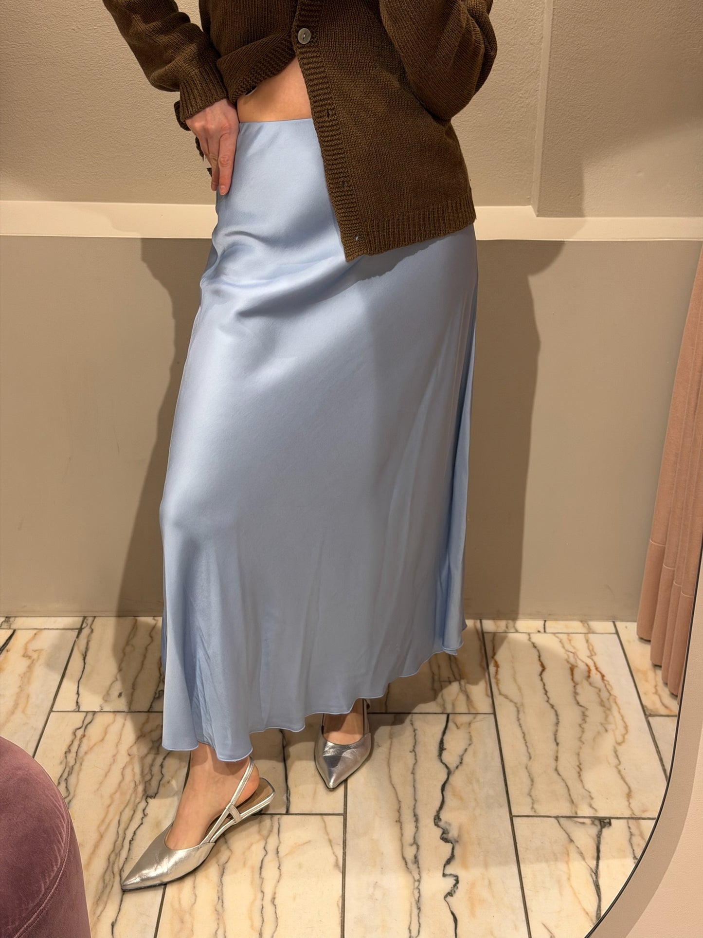 G-Satin Skirt Skyblue