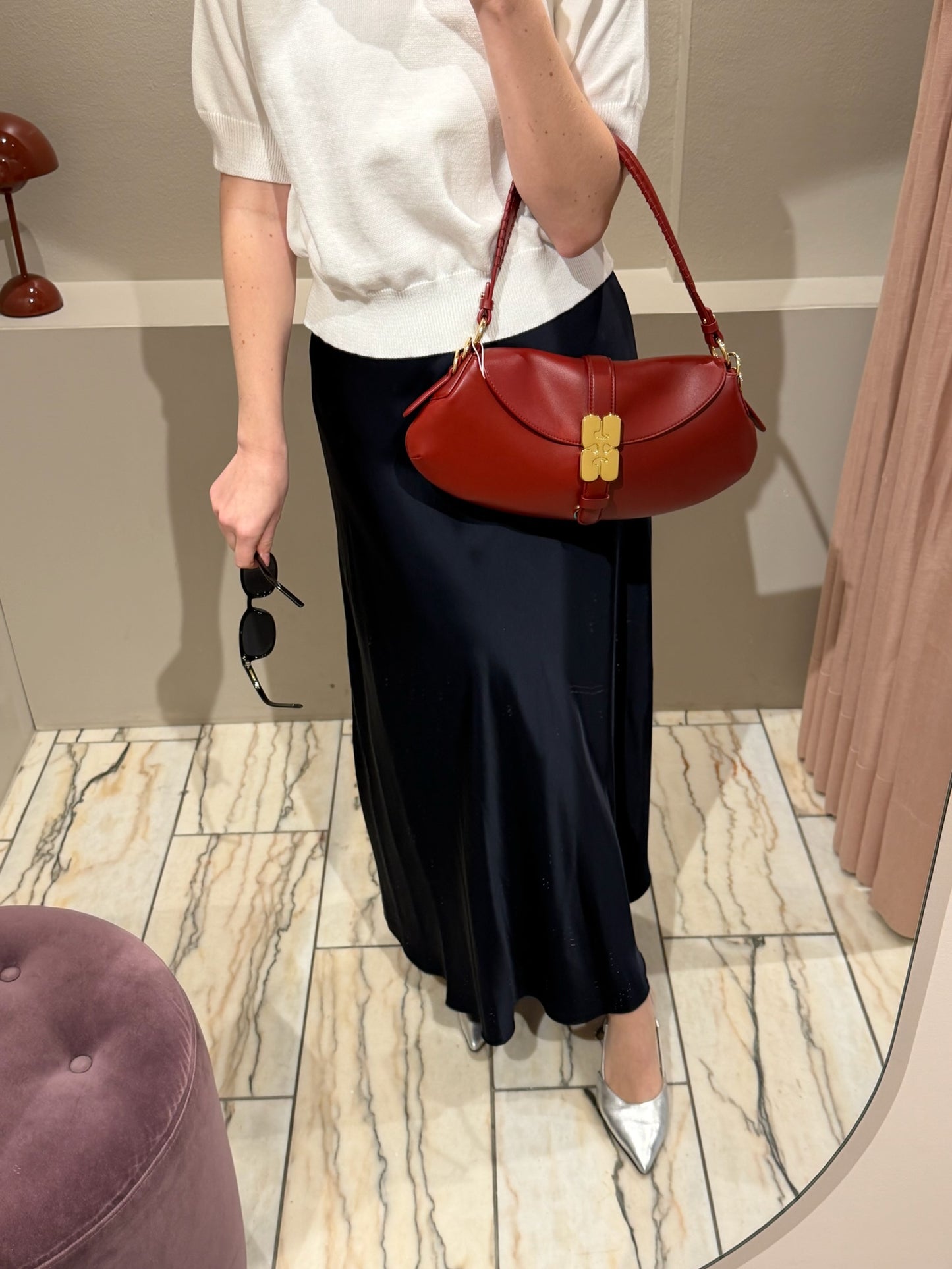 G-Satin Skirt Nightblue