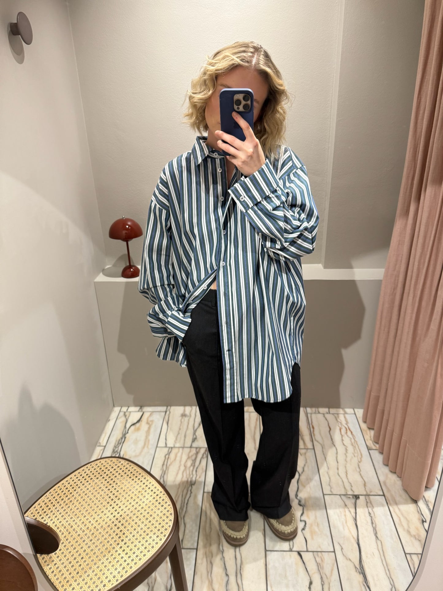 Remain Oversize Shirt Green Stripe