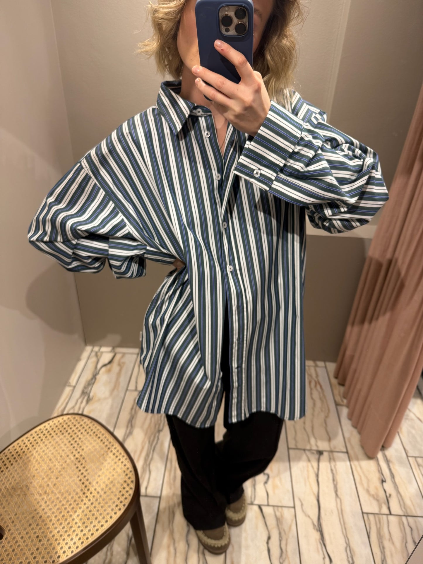 Remain Oversize Shirt Green Stripe