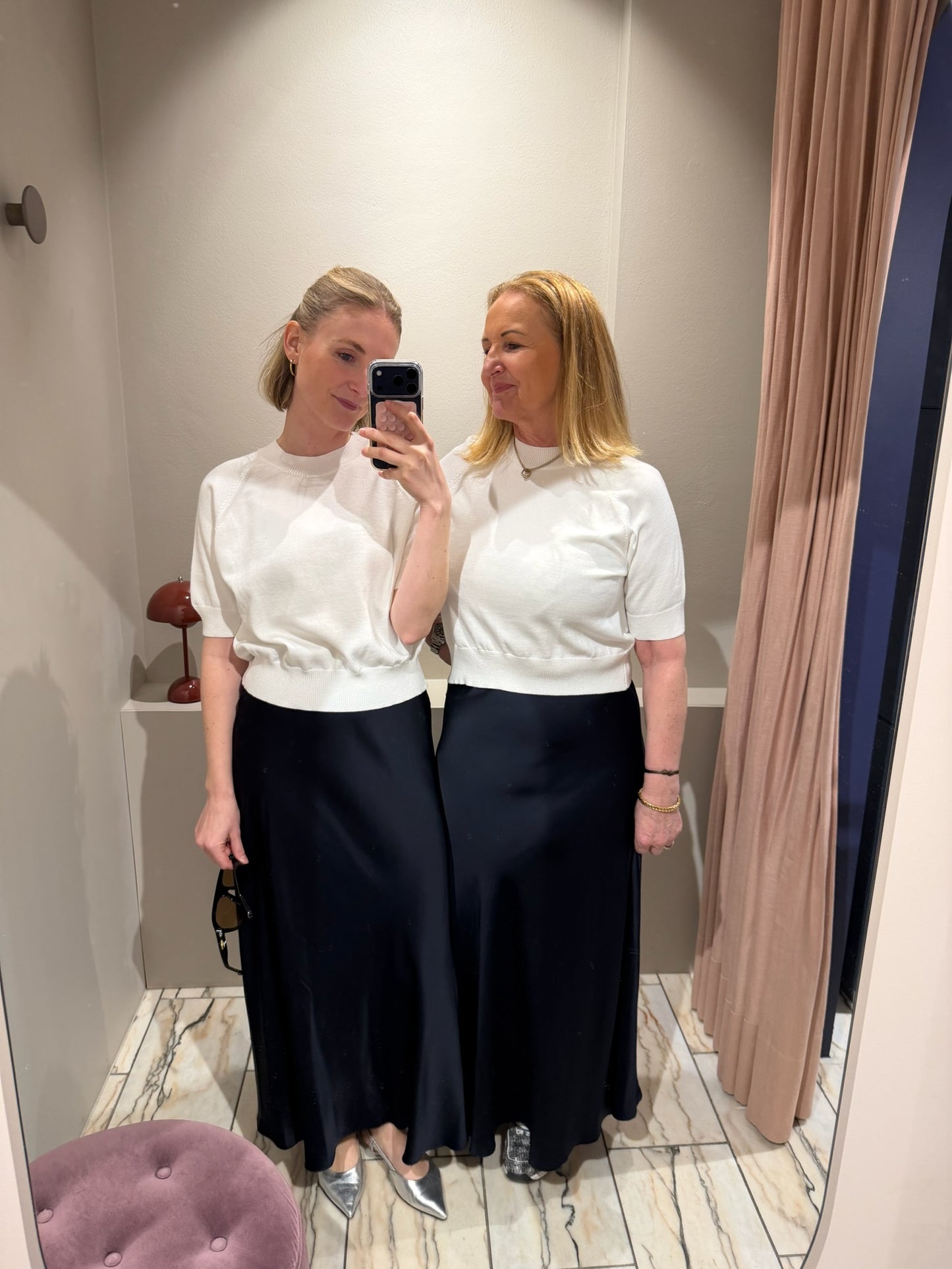 G-Satin Skirt Nightblue