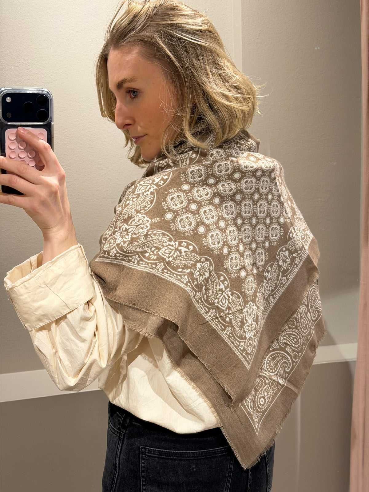 G-Paisley Scarf XL Beige