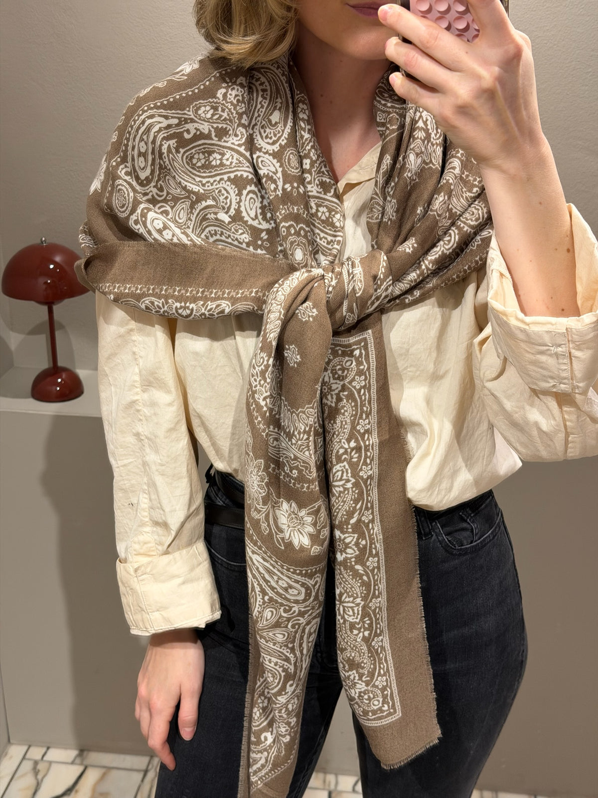 G-Paisley Scarf XL Beige