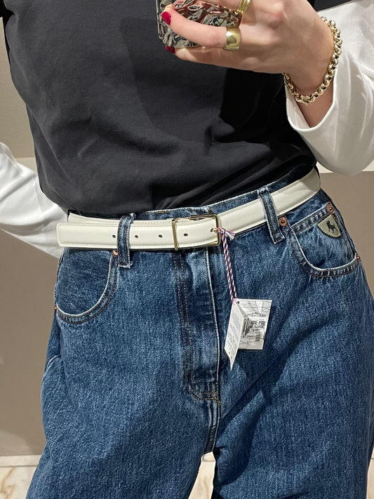 Maison Boinet Schmaler Gürtel Offwhite