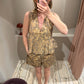 GANNI Printed Stretch Cotton V-neck Pocket Blouse