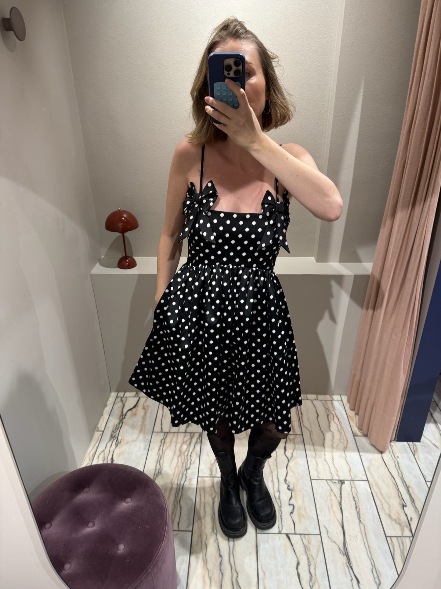 GANNI Printed Double Satin Mini Strap Dress