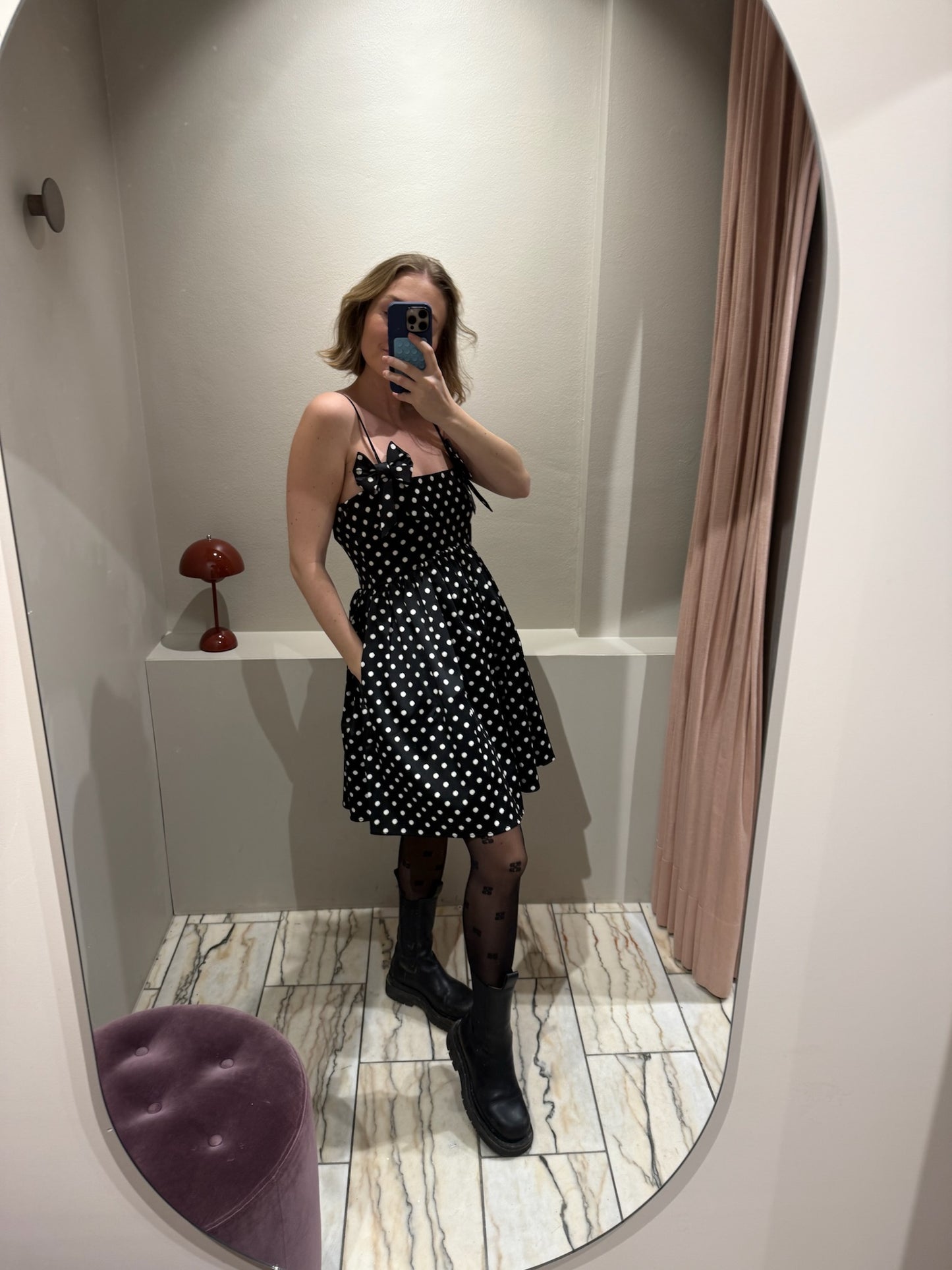 GANNI Printed Double Satin Mini Strap Dress