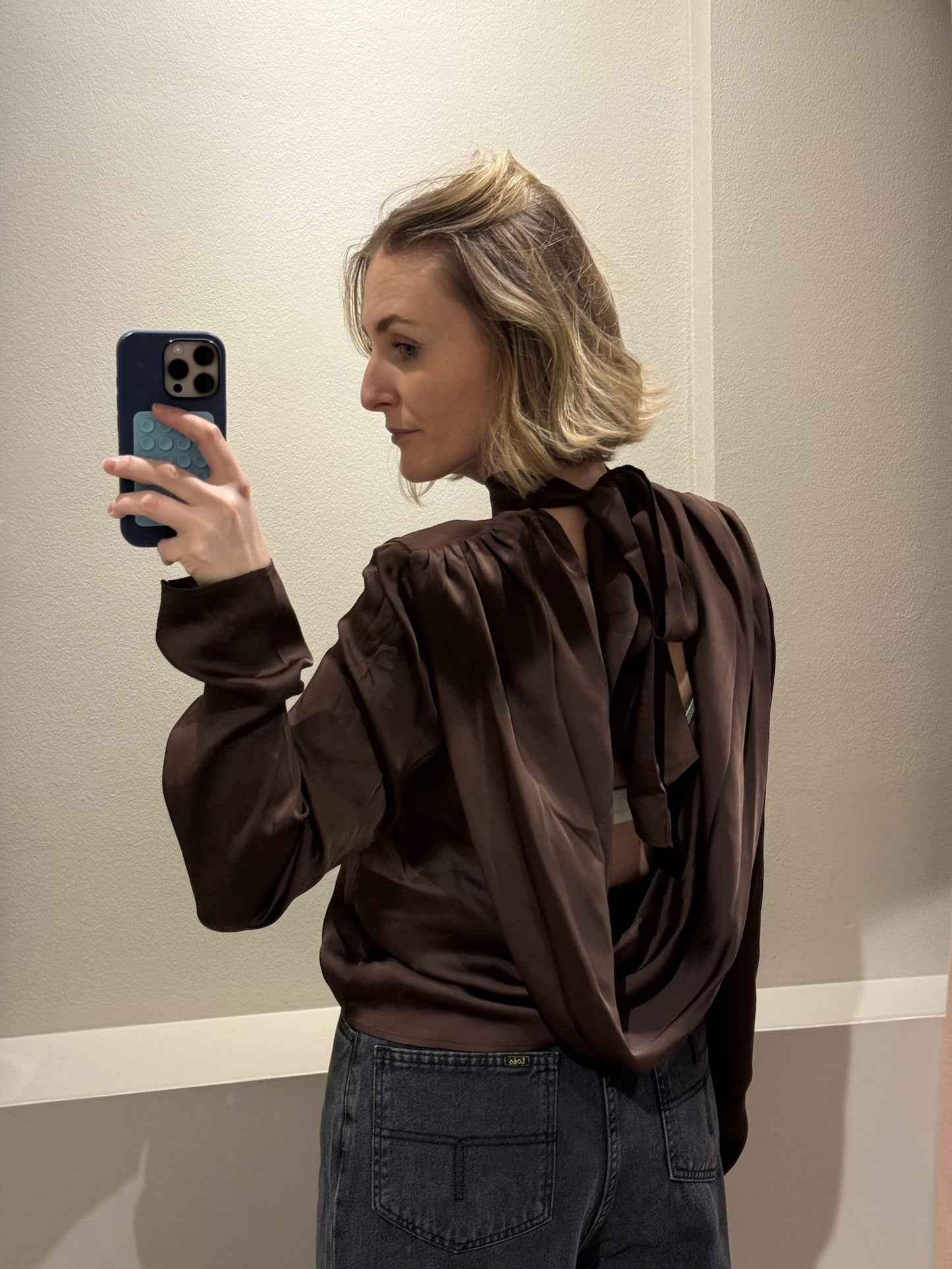 ROTATE Satin Drapy Back Top