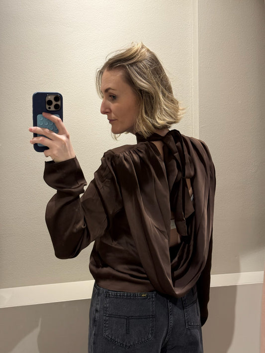 ROTATE Satin Drapy Back Top