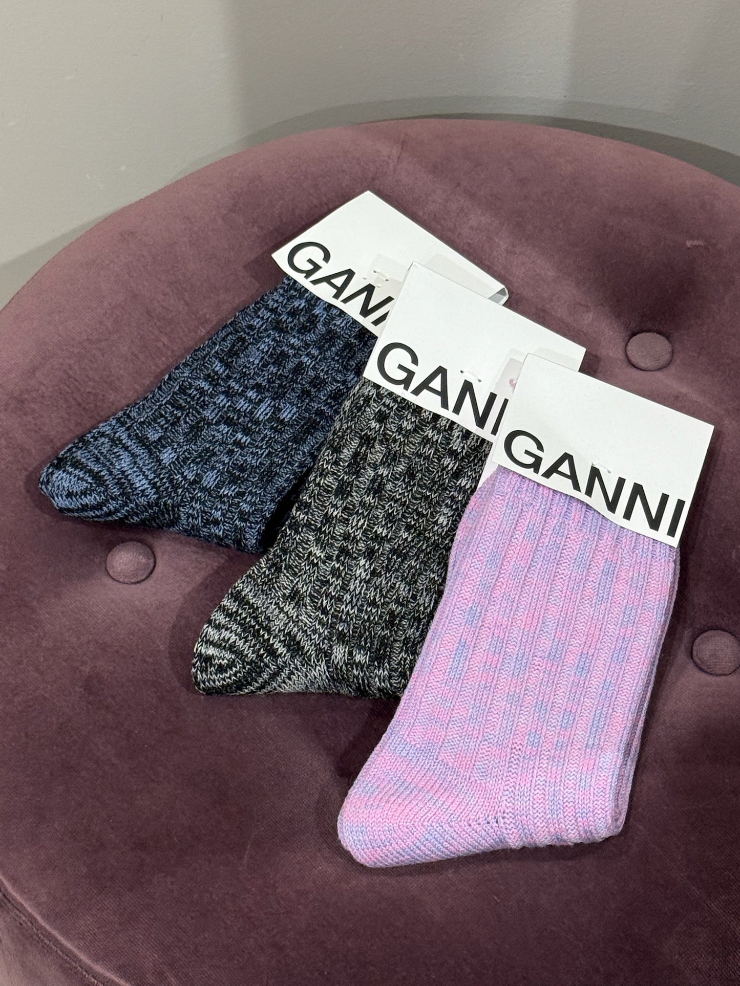 GANNI Winter Melange Ribbed Socks
