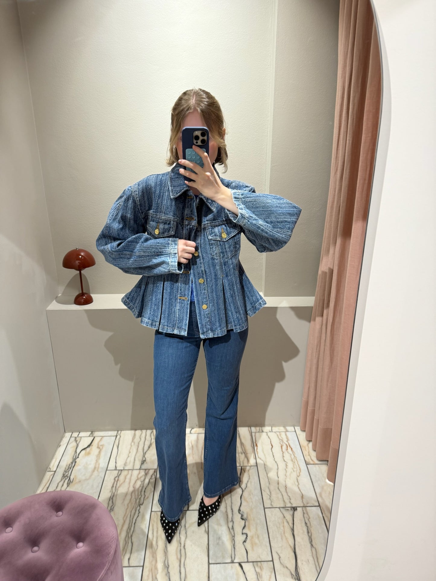 GANNI Structured Denim Fitted Jacket