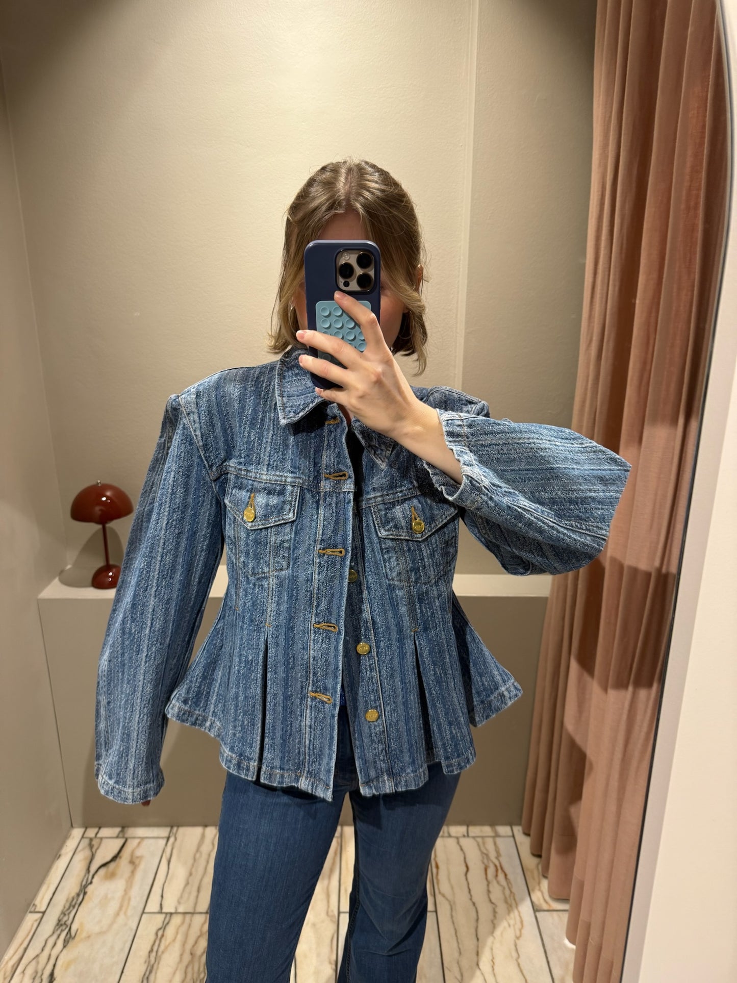 GANNI Structured Denim Fitted Jacket
