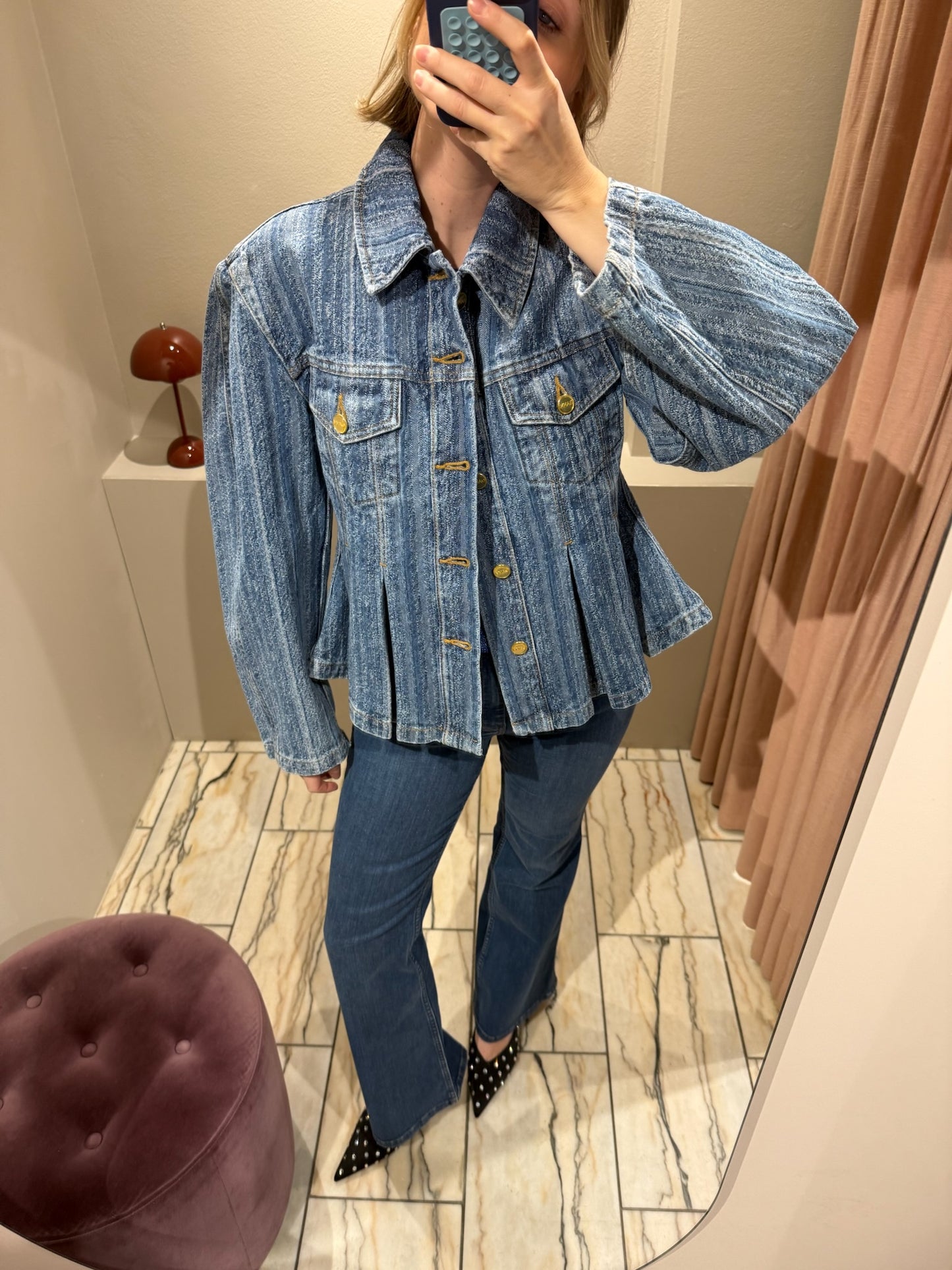GANNI Structured Denim Fitted Jacket