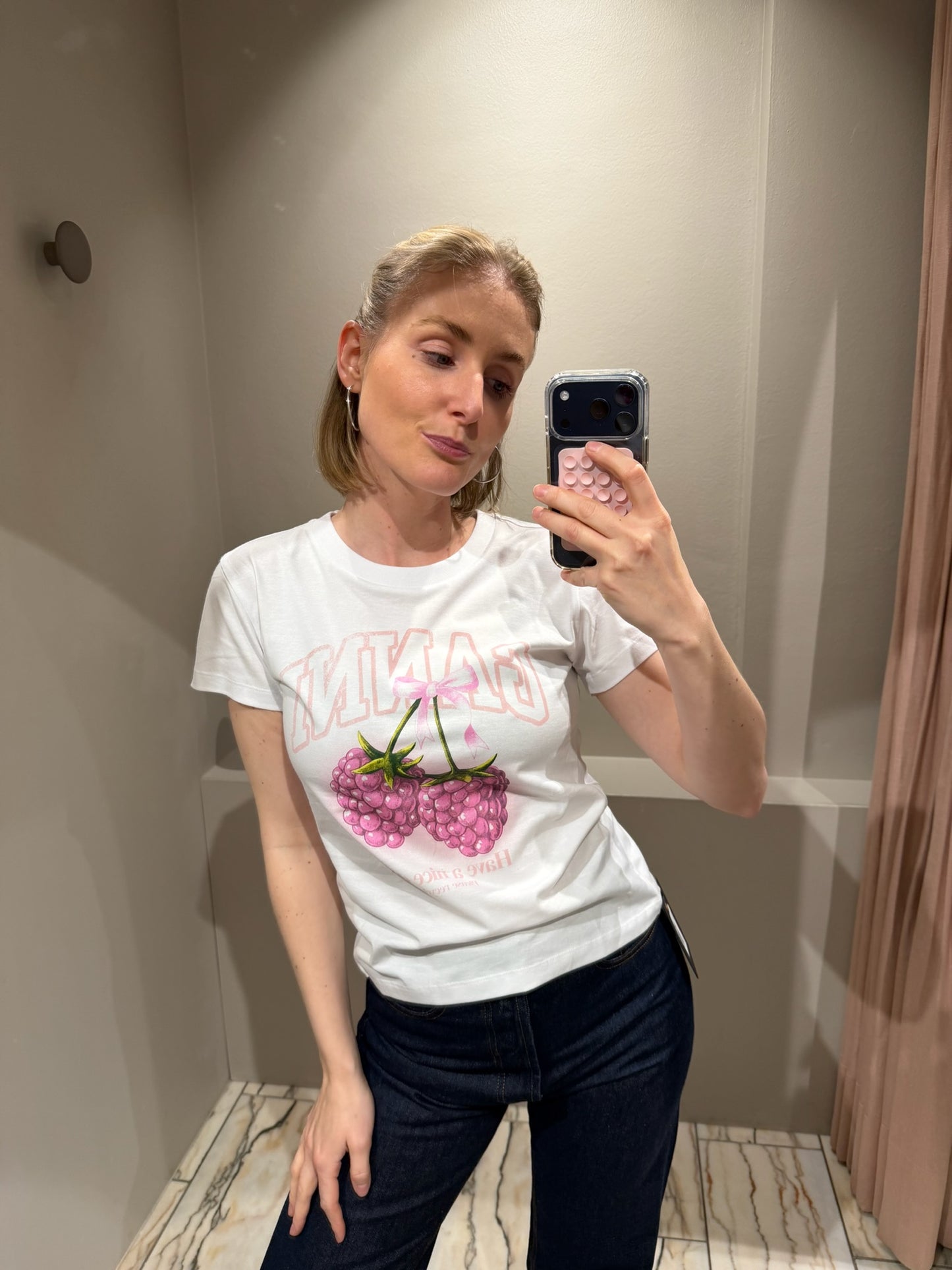 GANNI Baby Fit T-shirt Raspberry