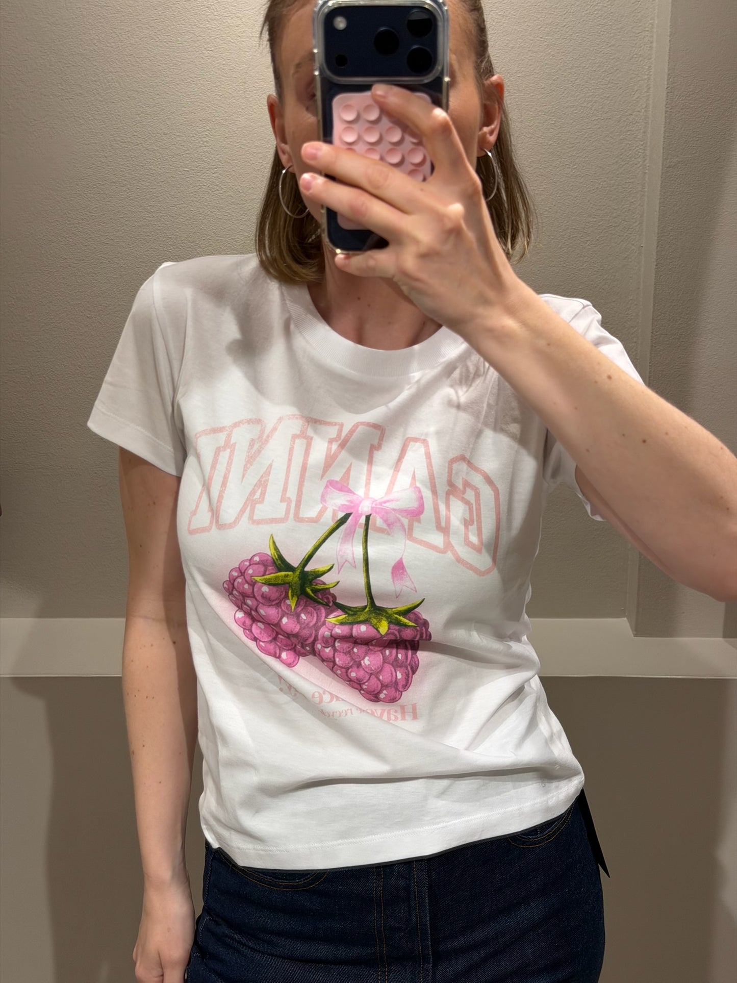 GANNI Baby Fit T-shirt Raspberry