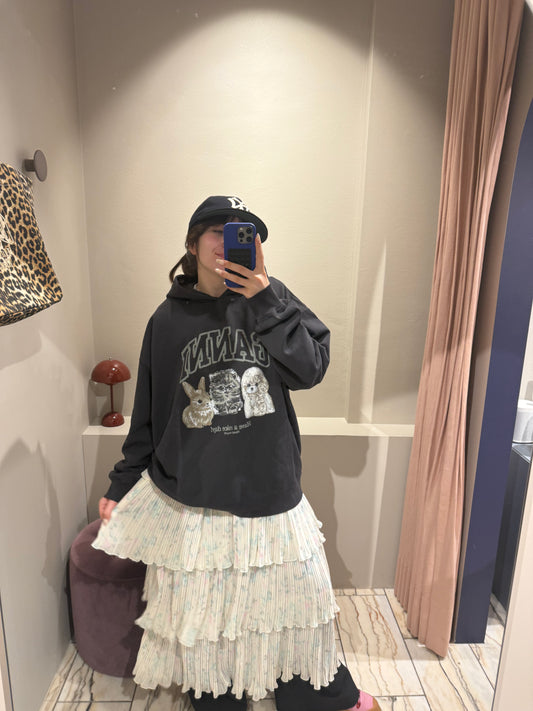 GANNI Isoli Oversize Animals Crop Hoodie