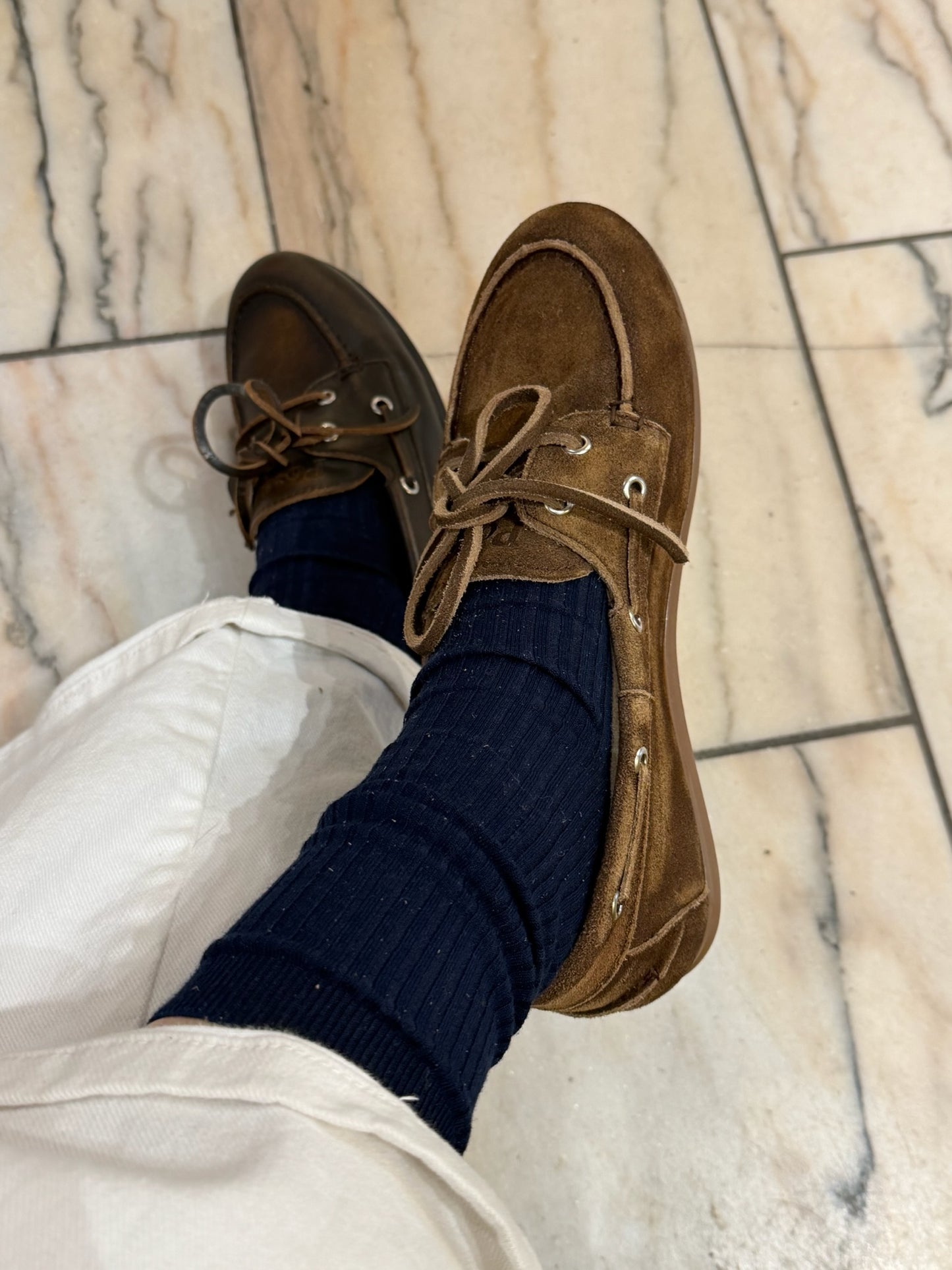 Posa Boat Loafer Brushed Suede Dark Brown