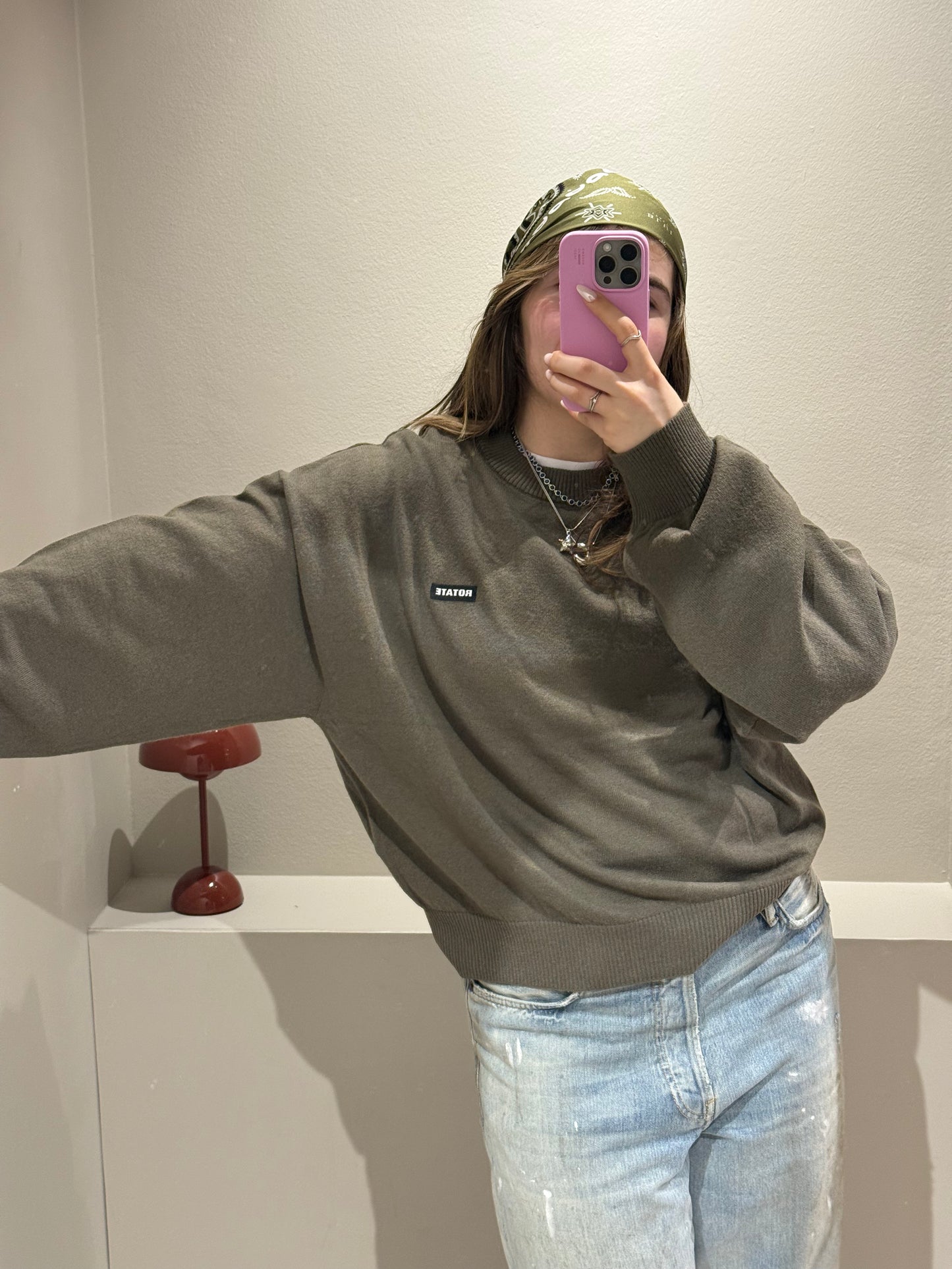 Rotate Basic Crewneck Sweater Khaki