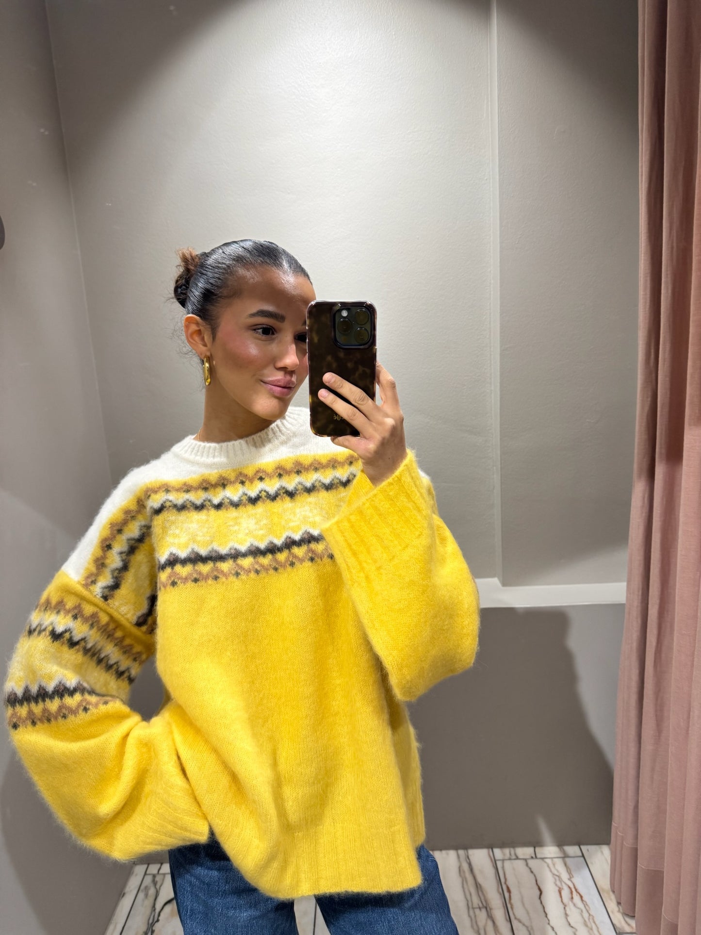 GANNI Brushed Alpaca Intarsia Sweater