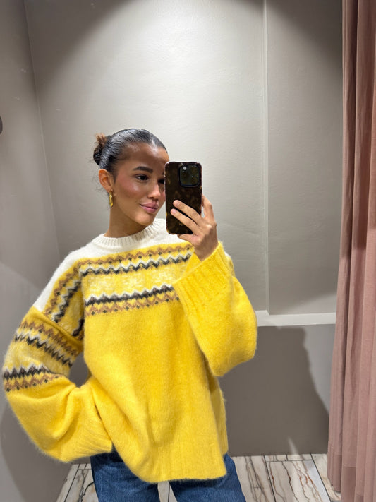 GANNI Brushed Alpaca Intarsia Sweater