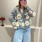 GANNI Cotton Cashmere Flower Cardigan