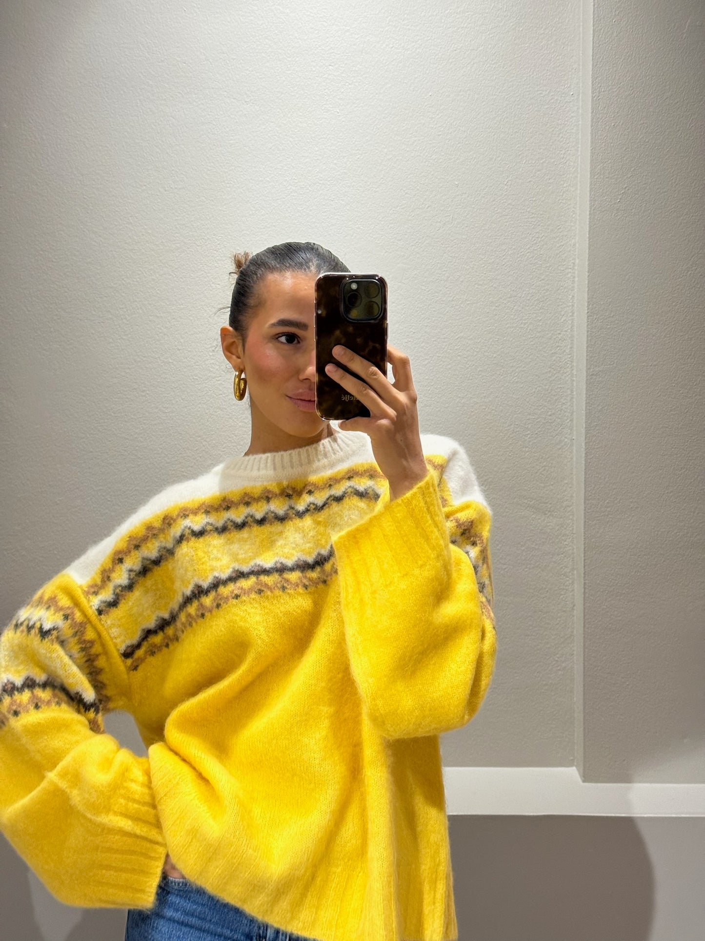 GANNI Brushed Alpaca Intarsia Sweater