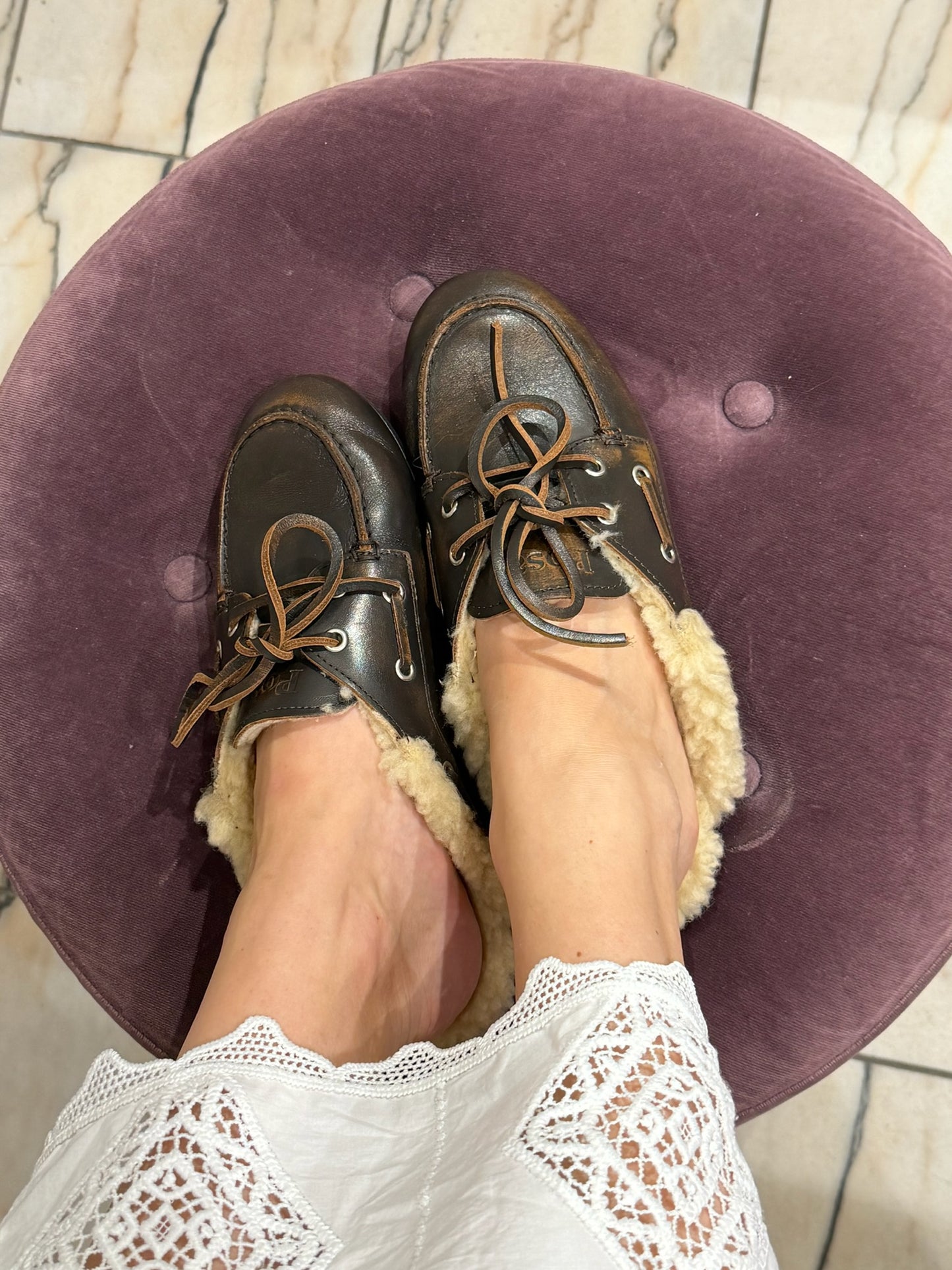 Boat Loafer Mule Fur