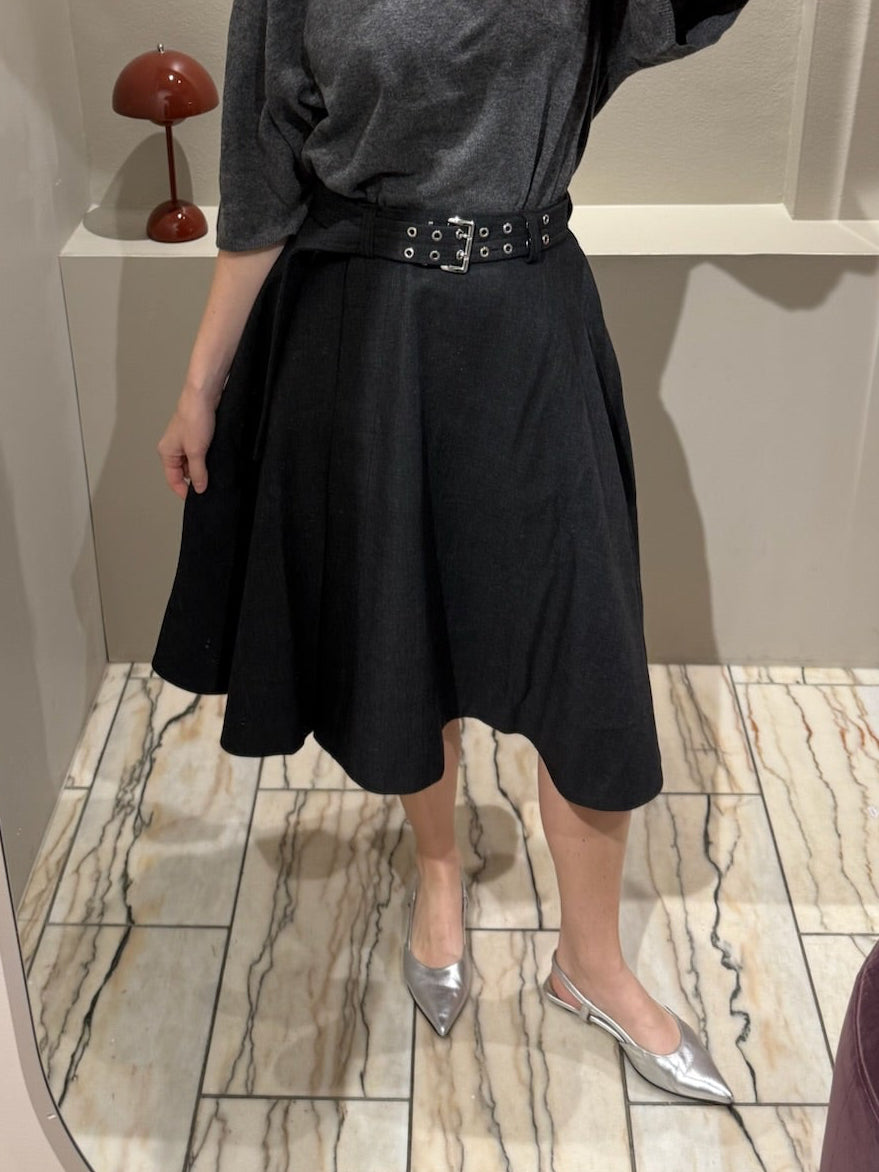 GANNI Wool Suiting Knee Length Wrap Skirt